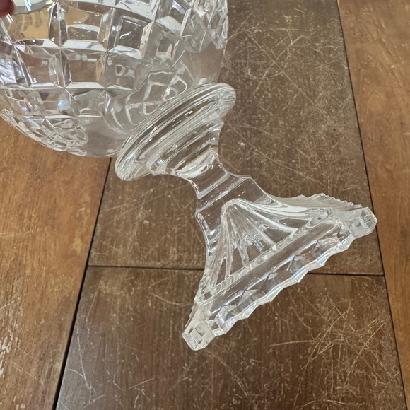 Crystal Glass Vase Candle Holder Diamond‎ Cut Square Base Elegant Decor - Picture 6 of 8